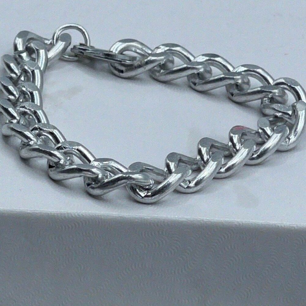 Vintage silver tone large link bracelet 6”.